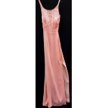 A 'Forever Yours' long peach evening gown, slim fit,