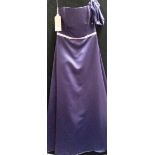 A purple 'Forever Yours' slim fit evening gown with boned bodice and lilac trim,