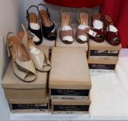 10 pairs of vintage 70/80's women's shoes in various sizes and designs including Meadow's Norwich
