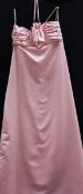 A pink full length 'Forever Yours' evening gown, empire style with ruched bodice and slim fit skirt,