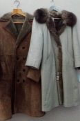 A leather coat and a sheepskin coat