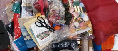 Assorted needlecraft items and tapestry items including embroidery and tapestry wool,