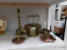 A brass kettle,