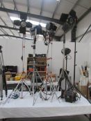 6 tripods with lights,