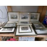 A large collection of framed and glazed engravings