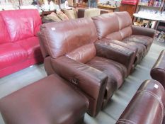 A brown leather sofa,