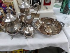 A mixed lot of silver plate including tea and coffee set