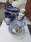 A Staffordshire jardiniere, jug, vase,