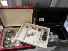 2 tins of coins including crowns,