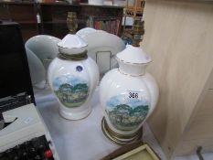 2 Royal Tara porcelain table lamps hand made in Galway Ireland