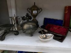 A mixed lot of silver plate including ladle,