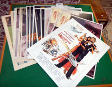 A collection of James Bond lobby cards from Diamonds are Forever, Dr No & Octopussy etc.