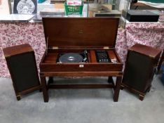 A Dynatron HFC 75/401290 Radiogram and 2 speakers L5 2928 with stand