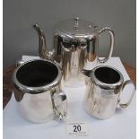 A three piece silver plated tea set