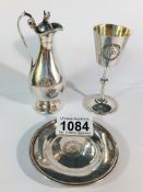 A 3 piece silver communion set