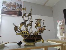 A model of a galleon as a table lamp