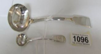 A small sauce ladle, Newcastle 1795/96, 70 gms and a salt spoon, Newcastle 1801, Thomas Watson, 10.