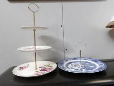 A 3 tier cake stand and one other