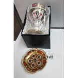 A boxed Royal Crown Derby goblet and a Royal Crown Derby pin dish