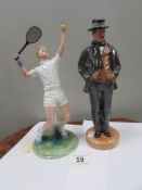 A Royal Doulton classics 'Arnold Bennett' figure and a second quality 'The Ace' tennis player