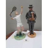 A Royal Doulton classics 'Arnold Bennett' figure and a second quality 'The Ace' tennis player