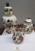 2 Mason's lidded pots and a Mason's jug