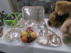 A mixed lot of silver plate including tray,