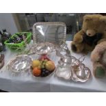 A mixed lot of silver plate including tray,