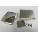 2 Birmingham silver cigarette cases and a 925 sterling Rowenta lighter