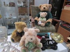 3 Harrod's Christmas bears and a small Harrod's bear