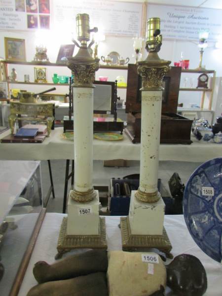 A pair of Corinthian column table lamps (will need rewiring)