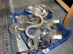 A box of chandelier parts