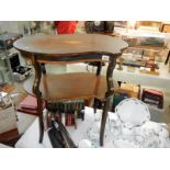 An Edwardian inlaid 2 tier table