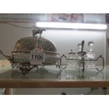 A silver plated cruet in good condition and a silver plated butter dish with cow knob (plate worn)