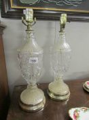 A pair of cut glass table lamp bases (need rewiring)