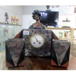 An art deco 3 piece clock garniture