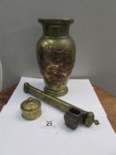 A heavy oriental brass/bronze vase,