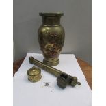 A heavy oriental brass/bronze vase,