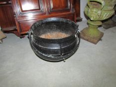 A metal cauldron