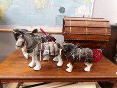 3 Shire horses and a gypsy caravan