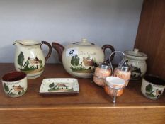 A collection of Motto ware for Dartmouth (teapot has chip on spout and jug has chip on rim)