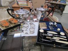 A mixed lot of silver plate including tea pot, coffee pot,