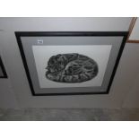 A framed and glazed limited edition clouded leopard print entitled 'Serenity' by Gary Hodges,