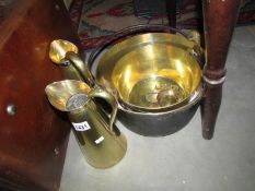 2 brass jam pans,