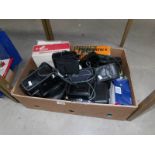 A large box of assorted camera's etc