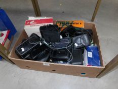 A large box of assorted camera's etc