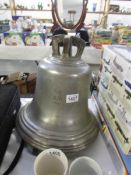 A 1940 AM Air Ministry scramble bell, large size, 12.5" high with silvered finish and stamped A.T.W.