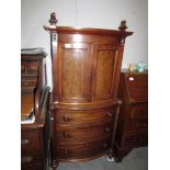 A mahogany 3 drawer chest with cabinet top