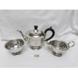 A 3 piece silver tea service, Sheffield 1911/12,