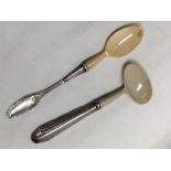 2 antique French silver handled feeding spoons